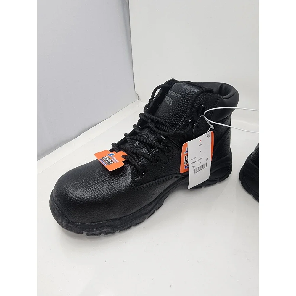S Sport by Skechers Mens Elton Work Boots Black Faux Leather Relaxed Size 8